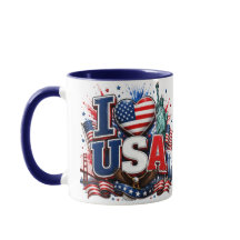 Amo a Estados Unidos Taza para Fanático de Fútbol