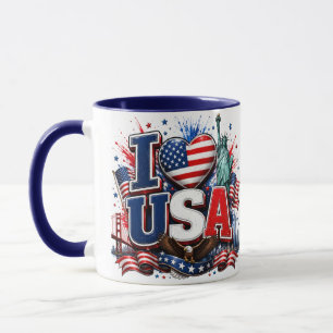 Amo a Estados Unidos Taza para Fanático de Fútbol