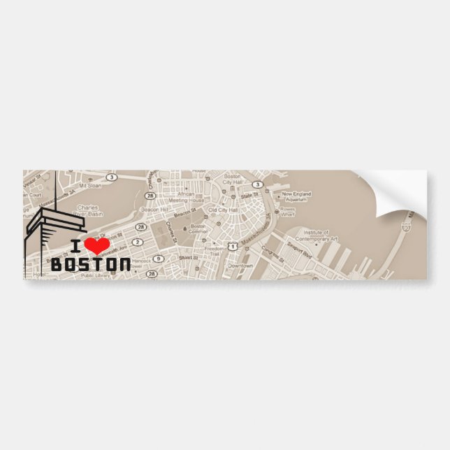 Amo a la pegatina para el parachoques de Boston (Frente)