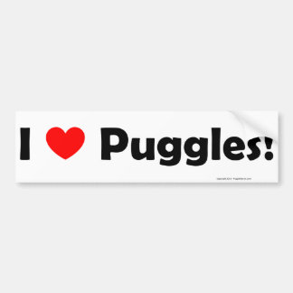 Amo a la pegatina para el parachoques de Puggles