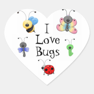 Amo a los Bugs Pegatina con forma de corazón