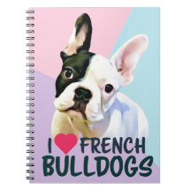 Amo a los Bulldogs Franceses Rosa, Lila. Cuaderno 