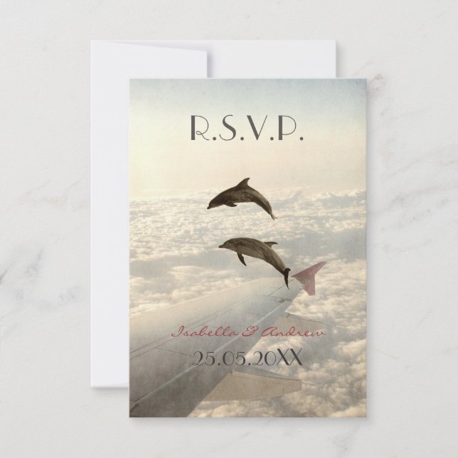 Amo a los delfines - boda RSVP (Anverso)