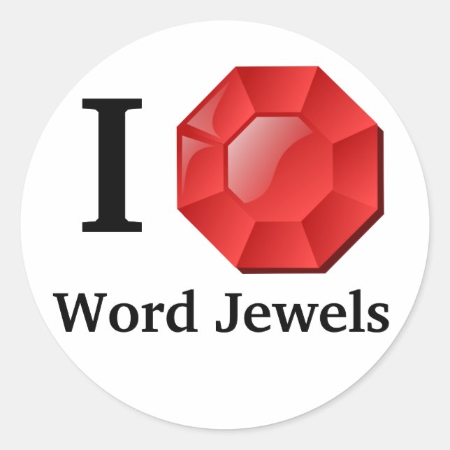 Amo a los Pegatinas de las joyas de Word (Anverso)
