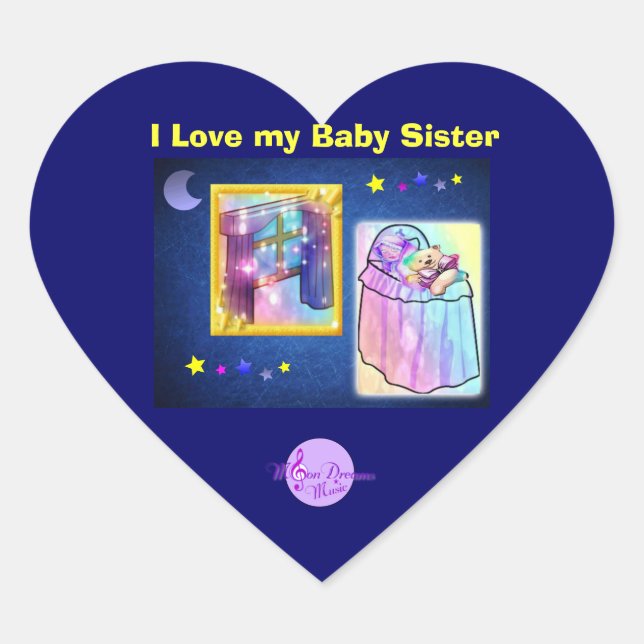 Amo a mi bebé hermana Pegatina del corazón (Anverso)