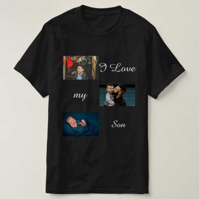 Amo A Mi Hijo Personalizado 3 Camiseta Collage de  (Diseño del anverso)