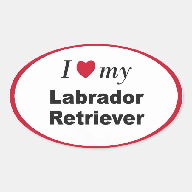 Amo a mi Labrador Retriever  Calcomanía de corazón (Anverso)