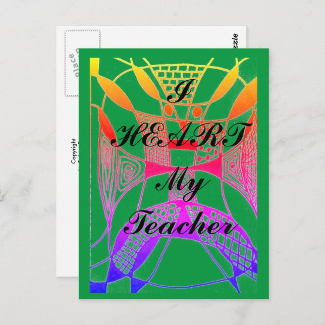 "Amo a mi maestro" tarjeta postal de agradecimient (Anverso / Reverso)