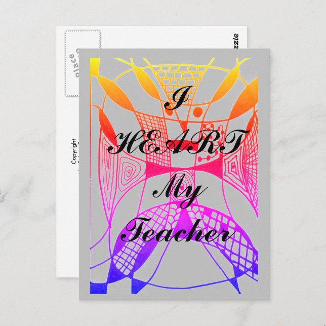 "Amo a mi maestro" tarjeta postal de agradecimient (Anverso / Reverso)