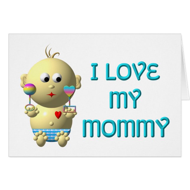 Amo a mi mamá Bouncing Baby with Heart & Rattles (Anverso (Horizontal))