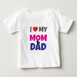 Amo a mi Mamá Papá - Camiseta de Corazón para Bebé