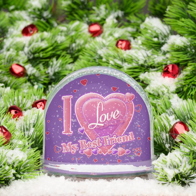 Amo a mi mejor amigo rosa/morado - corazones (Navidad)