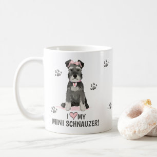 Amo a mi Mini Schnauzer Taza de café rosa