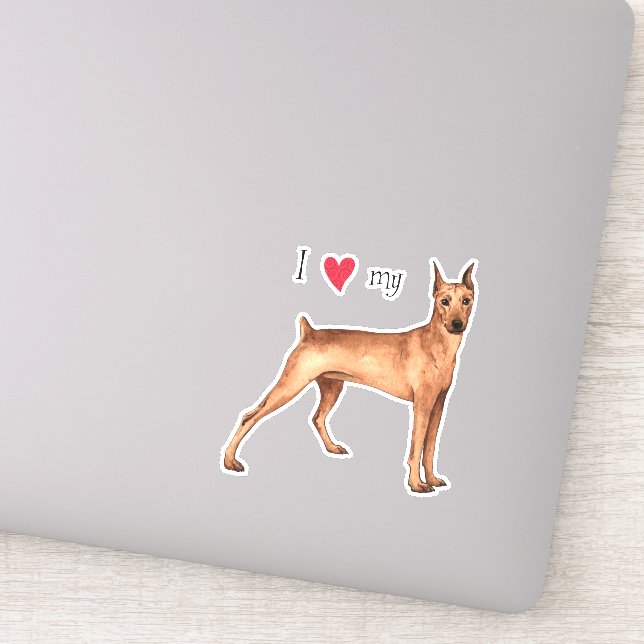 Amo a mi Pegatina alemán Pinscher Vinyl (Detalle)