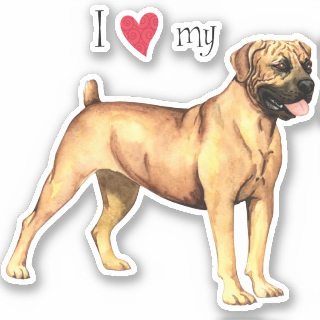 Amo a mi Pegatina Boerboel Vinyl (Anverso)