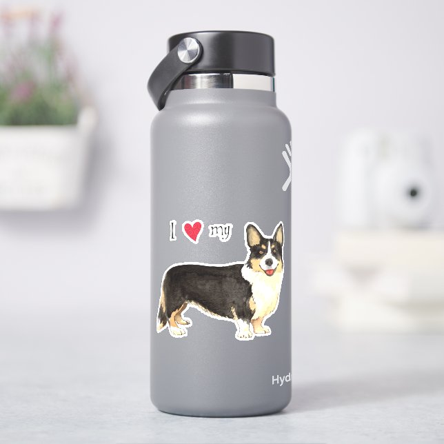 Amo a mi Pegatina Cardigan Welsh Corgi Vinyl (hidrofrasco)