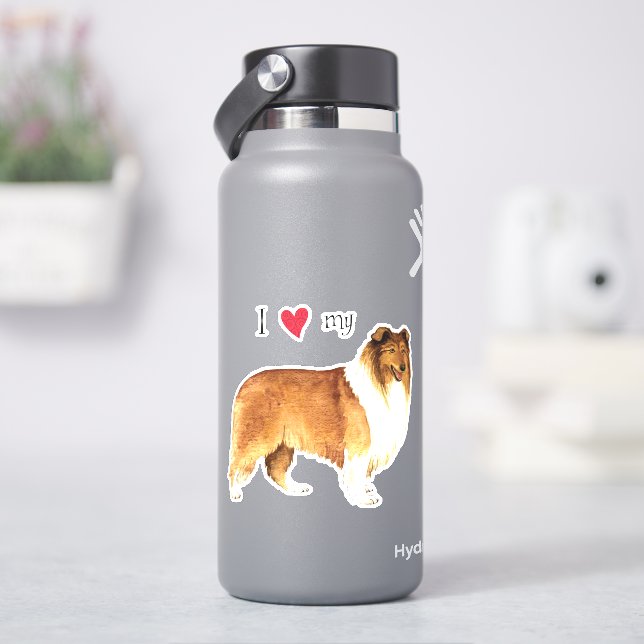 Amo a mi Pegatina Collie Vinyl (hidrofrasco)