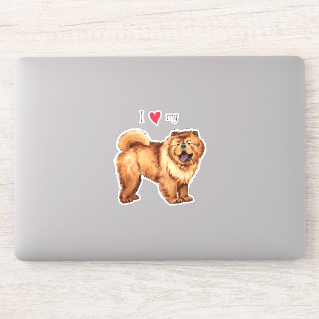 Amo a mi Pegatina de Chow Chow Vinyl (Ordenador)