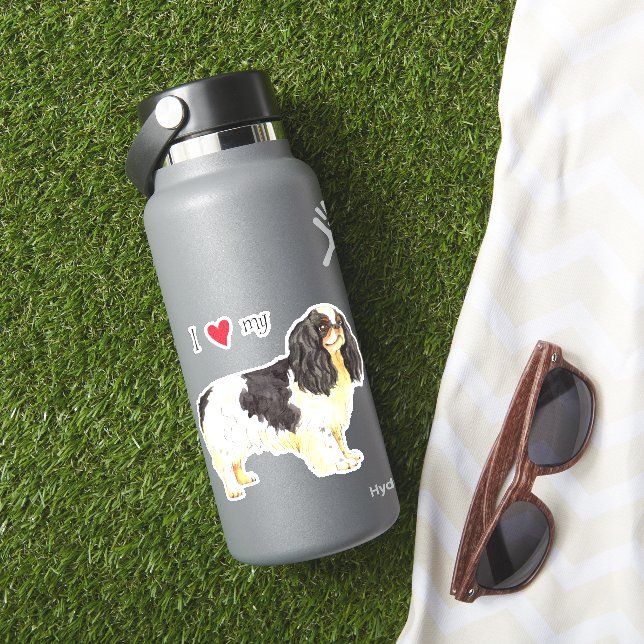 Amo a mi Pegatina de Inglés Toy Spaniel Vinyl (HydroFlask Insitu)