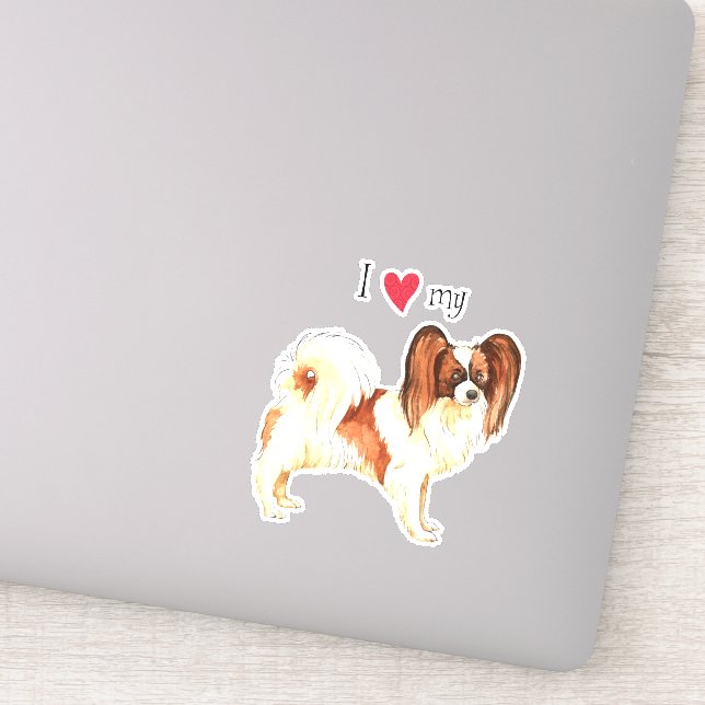 Amo a mi Pegatina de vinilo de Papillon (Detalle)