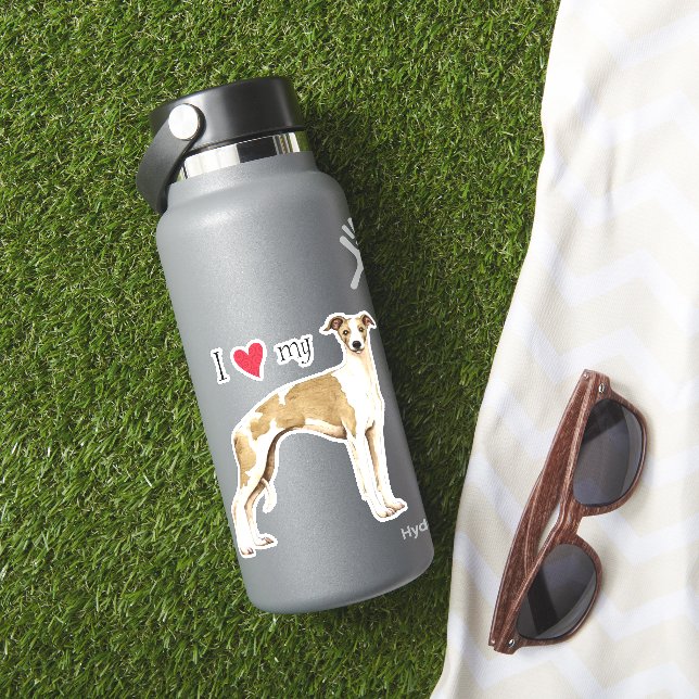 Amo a mi Pegatina de Vinyl de Whippet (HydroFlask Insitu)