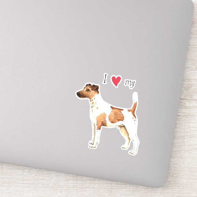Amo a mi Pegatina de Vinyl Smooth Fox Terrier (Detalle)