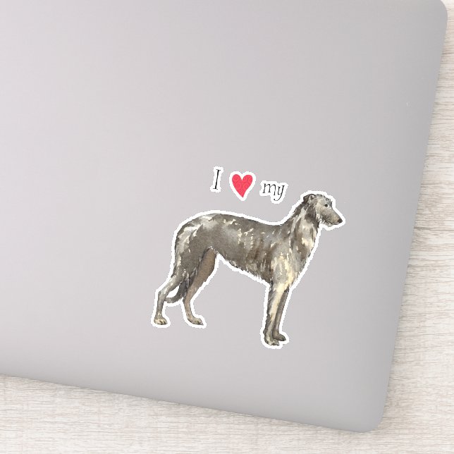 Amo a mi Pegatina escocés Deerhound Vinyl (Detalle)