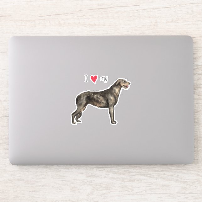 Amo a mi Pegatina irlandés Wolfhound Vinyl (Ordenador)