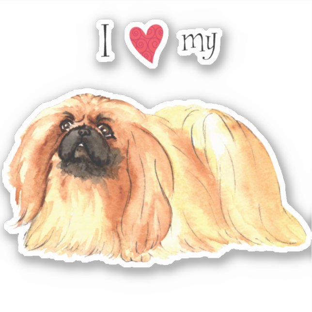 Amo a mi Pegatina Pekingese Vinyl (Anverso)