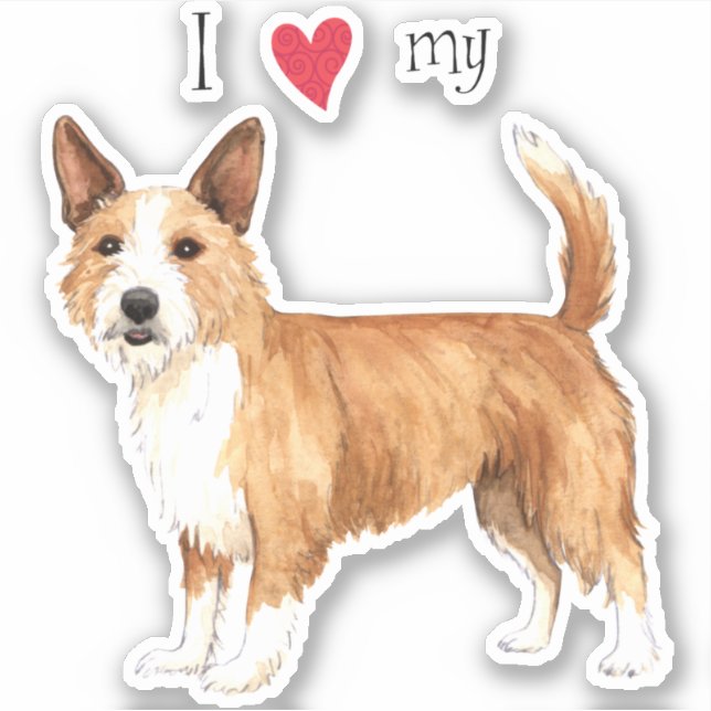 Amo a mi Pegatina portugués Podengo Pequeno Vinyl (Anverso)