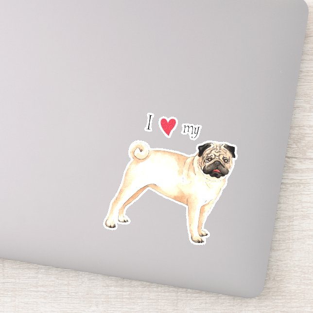 Amo a mi Pegatina Pug Vinyl (Detalle)