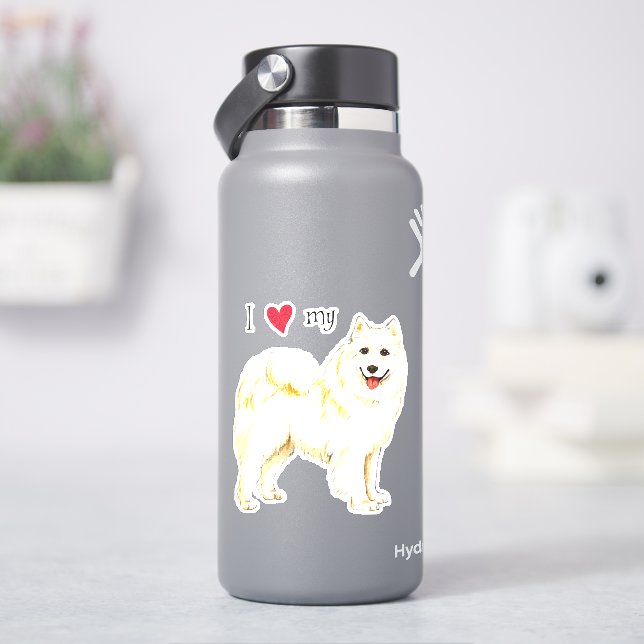 Amo a mi Pegatina Samoyed Vinyl (hidrofrasco)