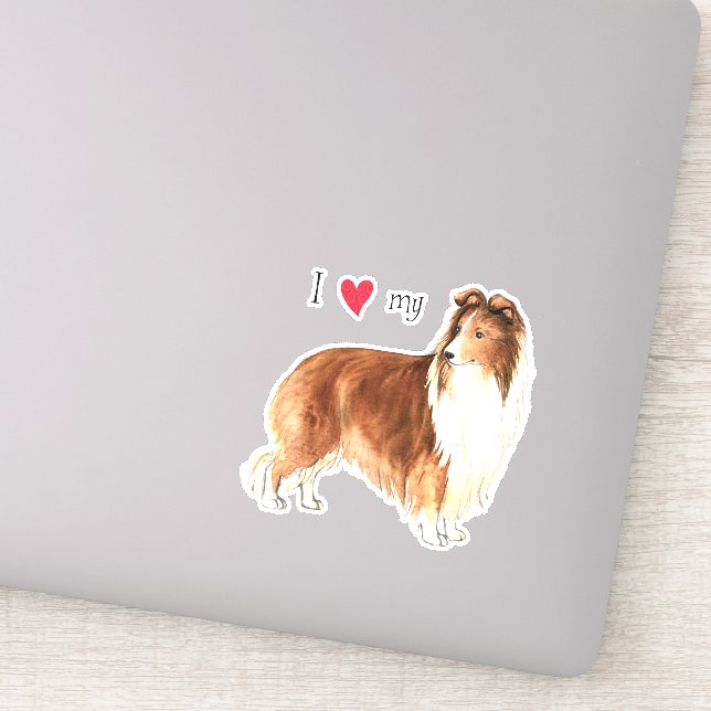 Amo a mi Pegatina Sheltie Vinyl (Detalle)