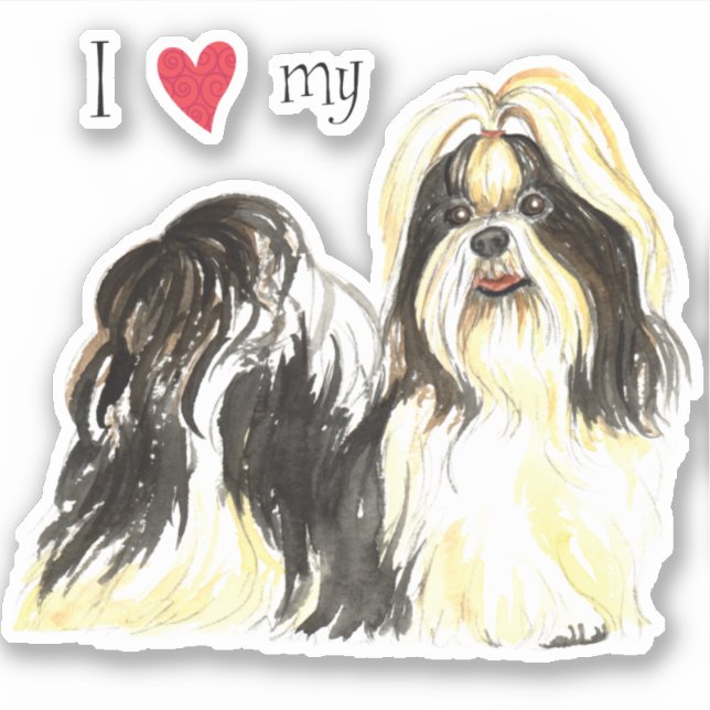 Amo a mi Pegatina Shih Tzu Vinyl (Anverso)