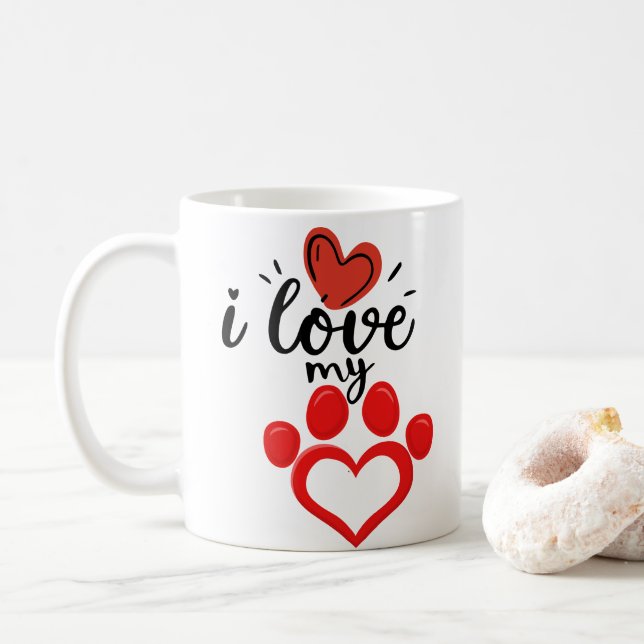 Amo a mi perro, taza de café valentina (Con donut)