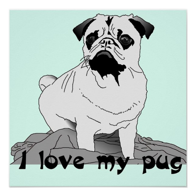 Amo a mi Poster Pug (Anverso)