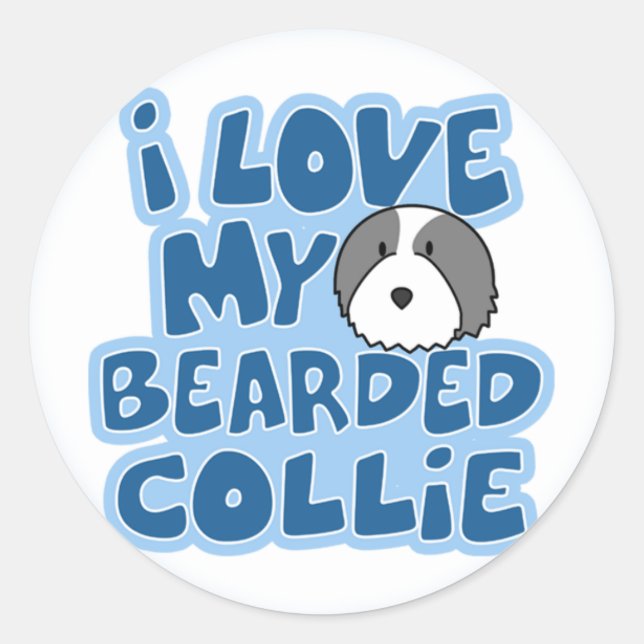 Amo A Mis Pegatinas De Collie Con Cabeza (Anverso)