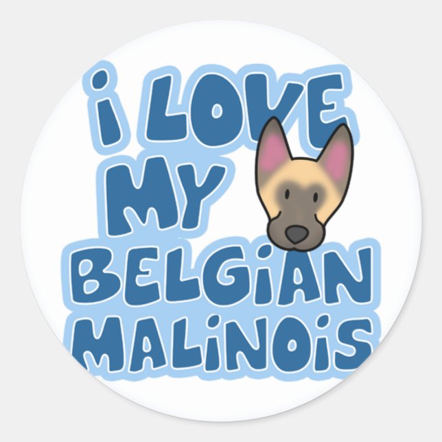 Amo a mis Pegatinas de Malinois (Anverso)