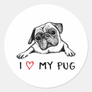 Amo a mis Pegatinas de pug