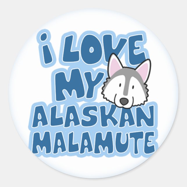 Amo a mis Pegatinas malamutes de Alaska (Anverso)