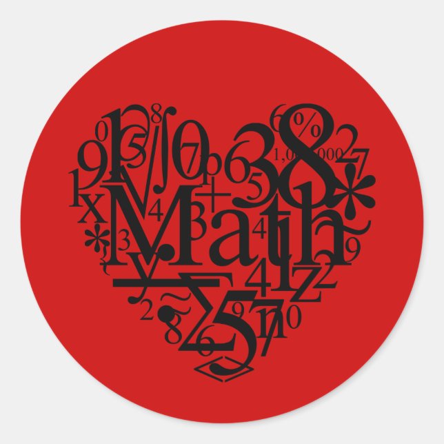 Amo al Pegatina de matemáticas (Anverso)