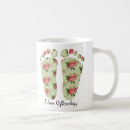 Amo al reflexologist floral de la taza de los pies