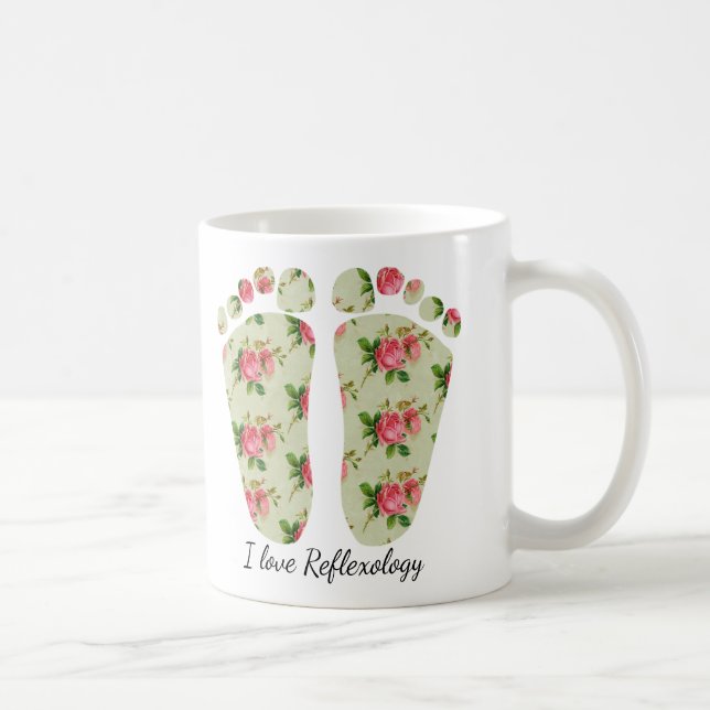 Amo al reflexologist floral de la taza de los pies (Derecha)