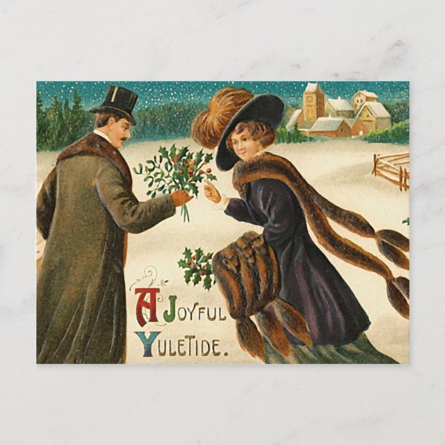 Amo -Alegre yuletide- vintage navidad postal (Anverso)