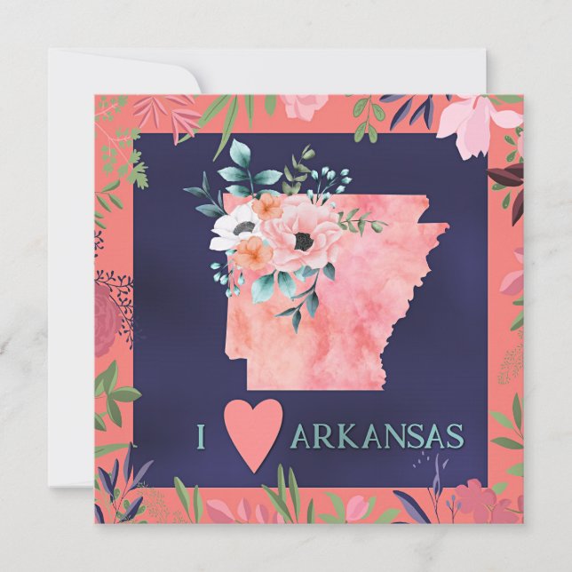 Amo Arkansas, acuarela floral, (Anverso)