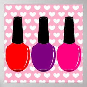 Amo arte púrpura rosado rojo del esmalte de uñas