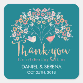 Amo Aves Árbol de flores Gracias Pegatina Boda