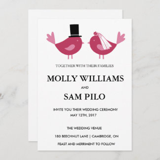 Amo Aves Personalizable Invitación a la Boda.