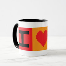 Amo Bitcoin BTC Bloque de 8 bits | Taza