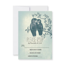 Amo búhos dulces y adorables tarjetas RSVP de boda